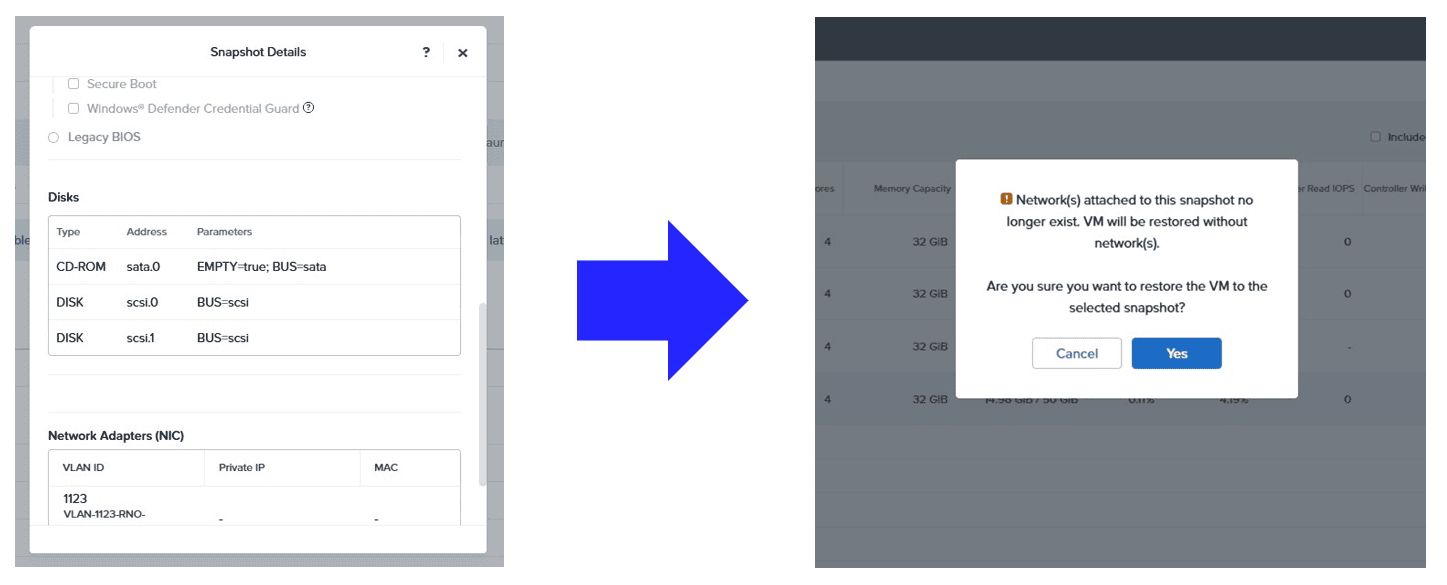그림 42 Nutanix VM Snapshot 기능 예시