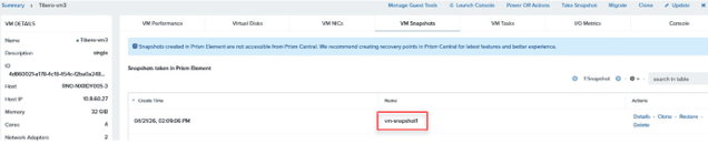 그림 43 Nutanix VM Snapshot 결과